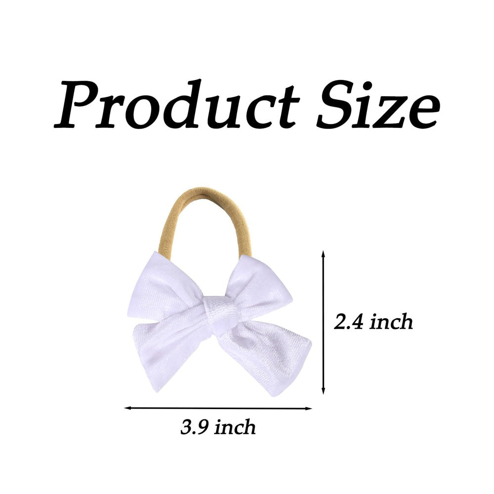 Chiduerm velvet hair bows on beige headband, soft on baby skin for all-day wear.