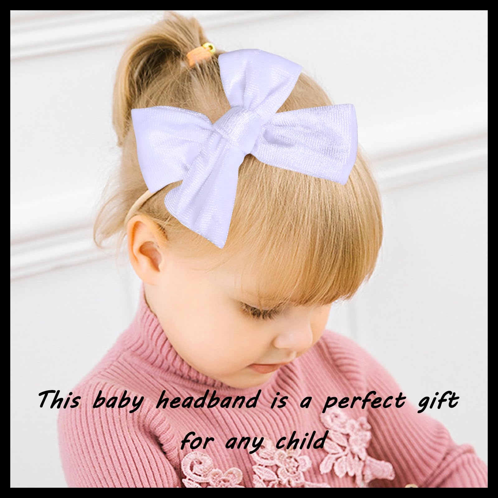 Chiduerm Christmas baby bows white on a headband for versatile styling
