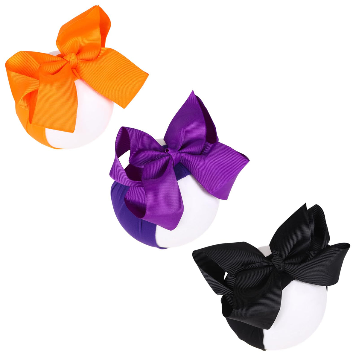 Chiduerm Halloween headband with orange bow closeup showing soft nylon comfort for babies