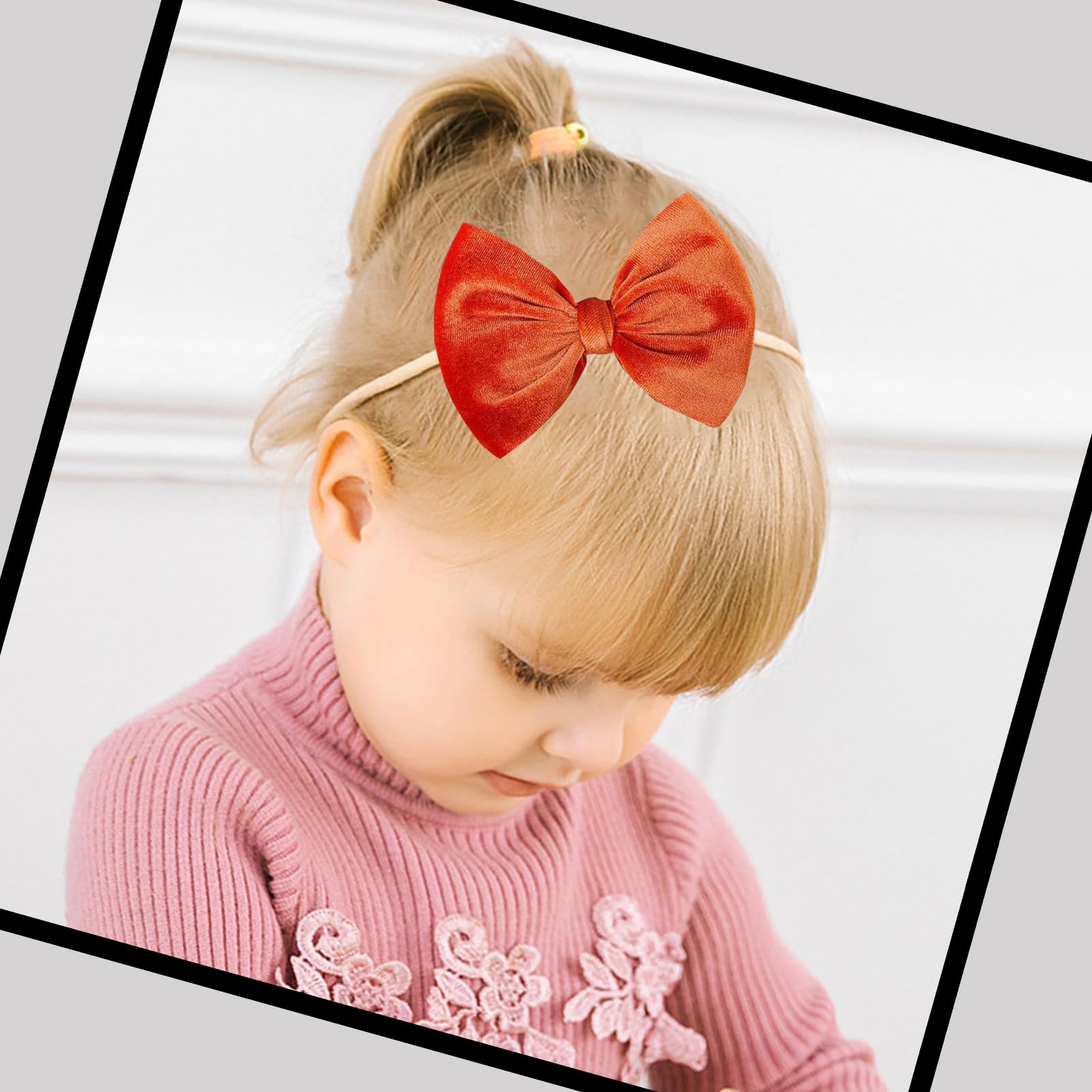 Chiduerm Halloween headband with orange velvet bow, durable handmade Halloween outfit