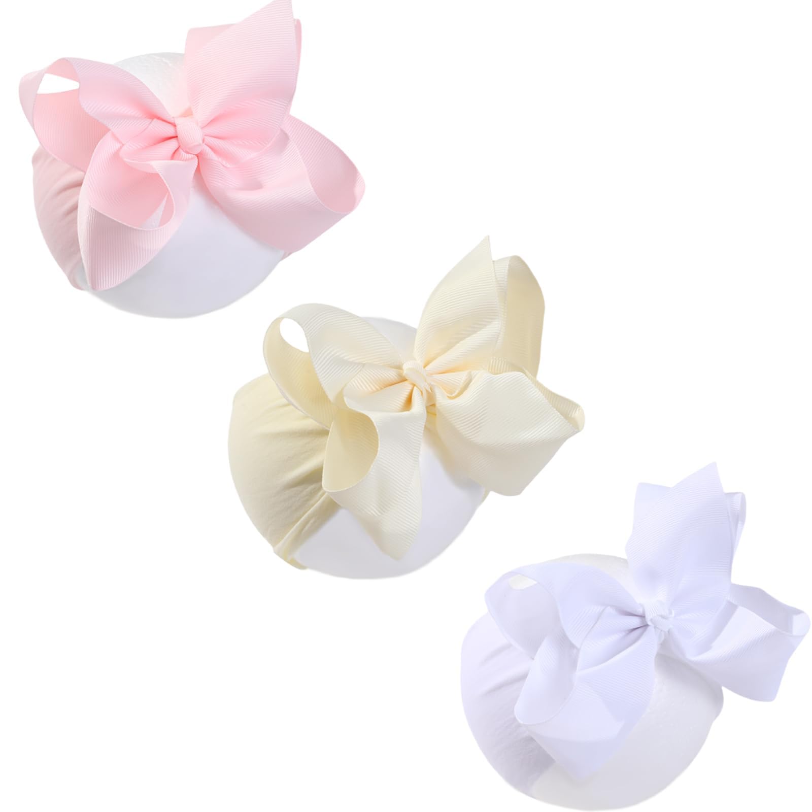 Chiduerm headband beige big bow shown on baby for soft daily wear