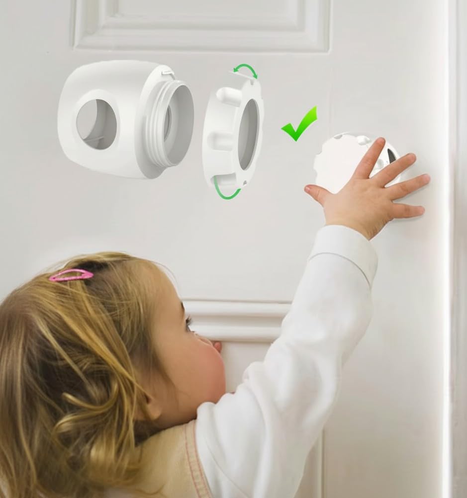 Child Proof Door Knob Covers 4 Pack universal-fit knob example shows broad compatibility
