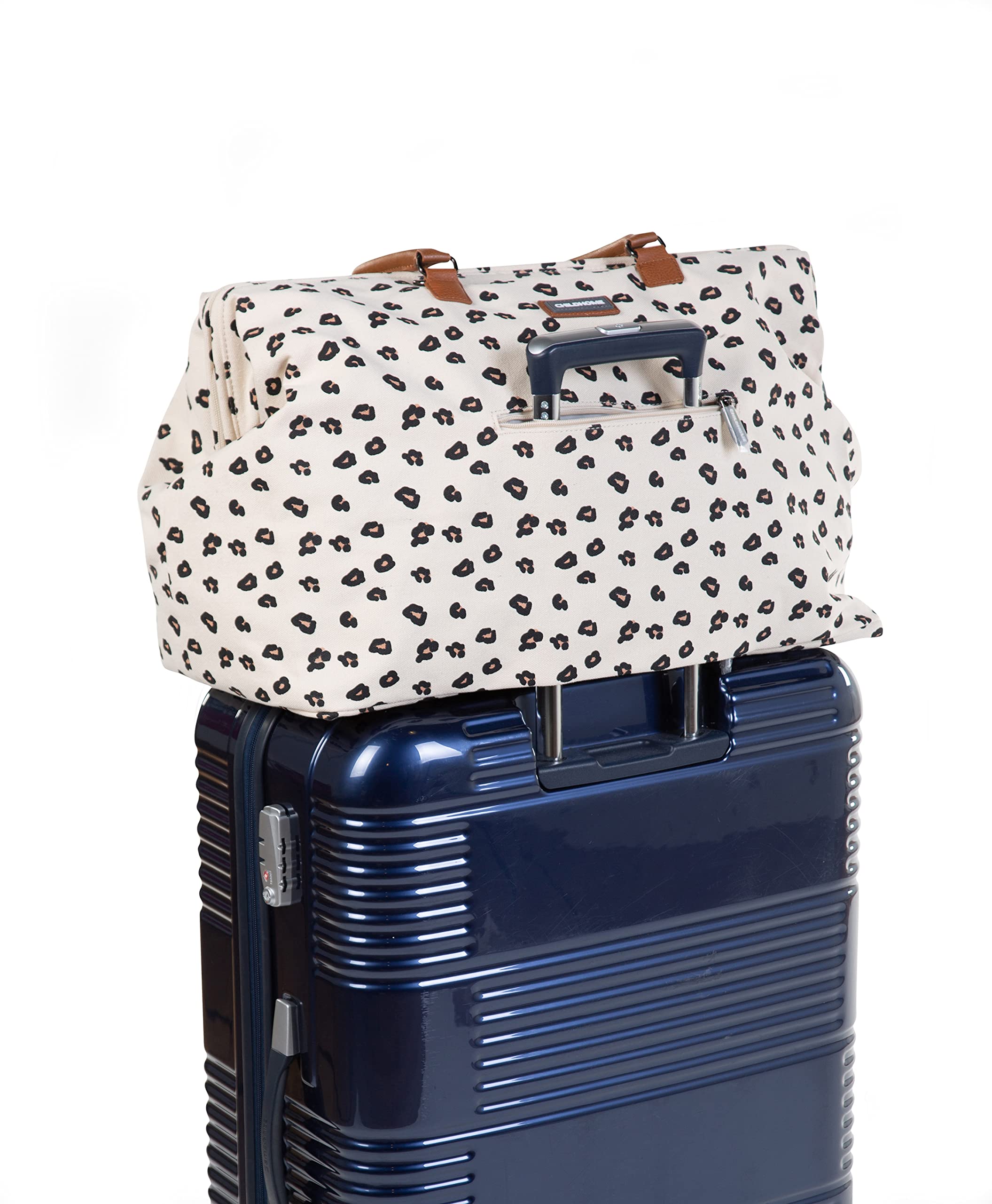 Childhome Mommy Bag Canvas Leopard luggage sleeve simplifies airport travel.