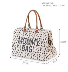 Childhome Mommy Bag Canvas Leopard water-repellent exterior protects contents in wet weather.