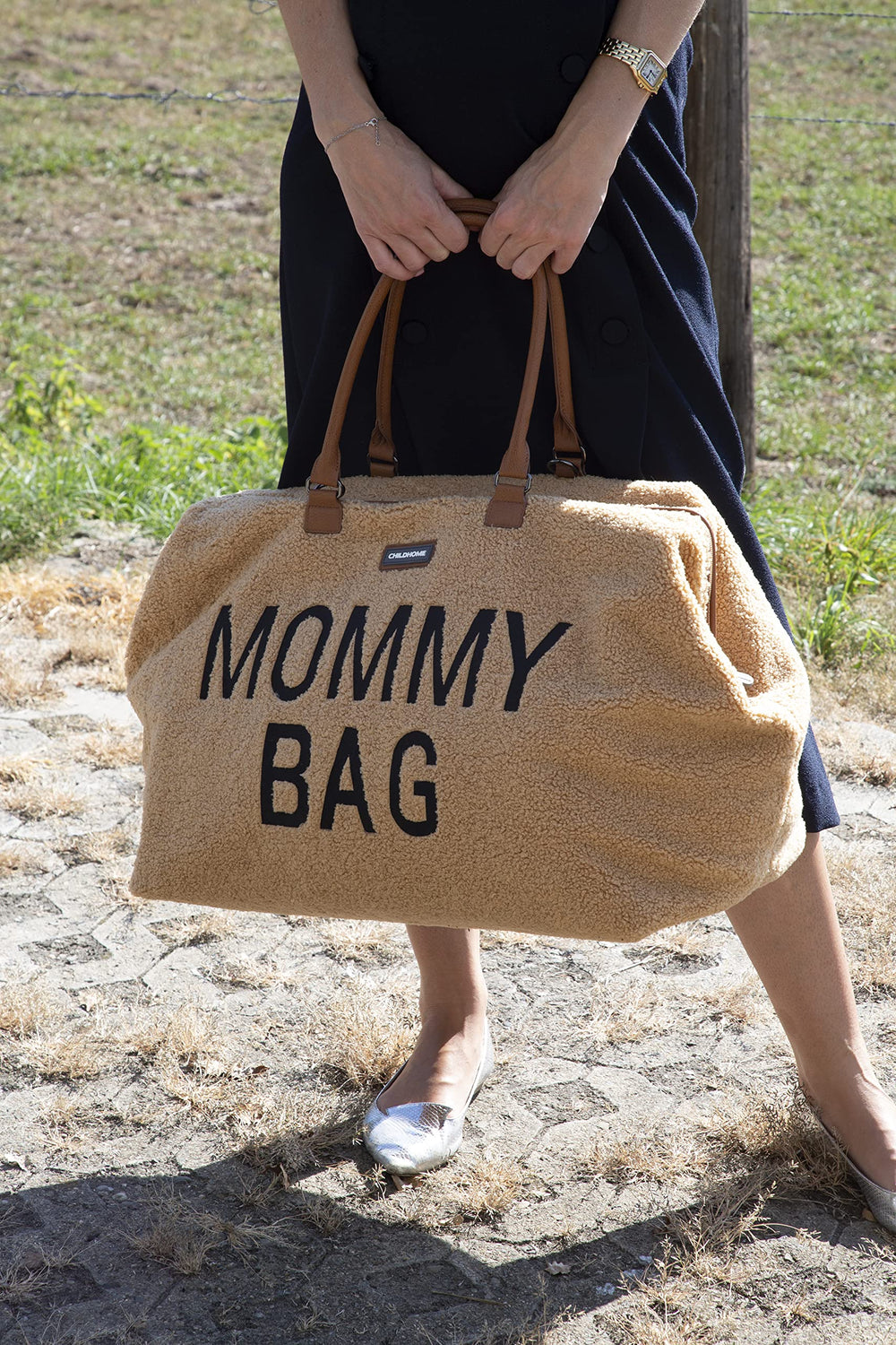 Childhome Mommy Bag Teddy Brown travel-ready tote for moms on the go.