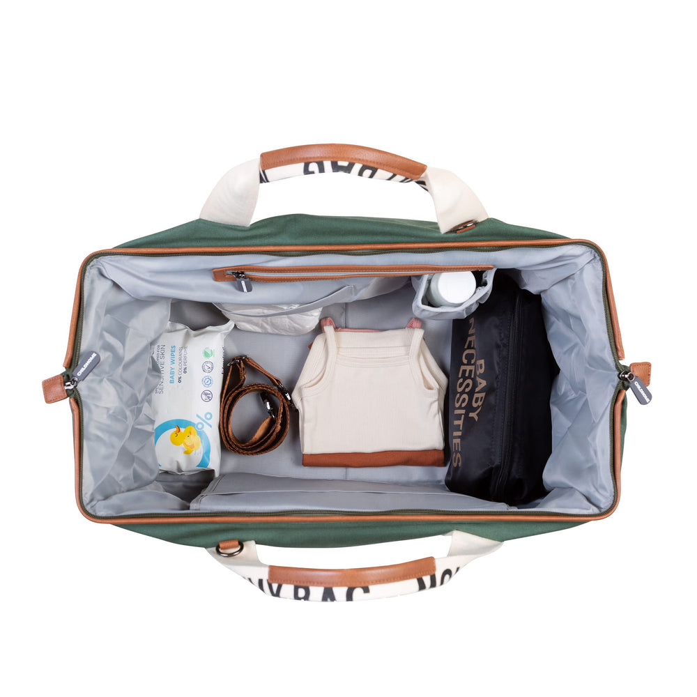 Childhome Signature Mommy Bag green insulated bottle pouch keeps feeds ready.