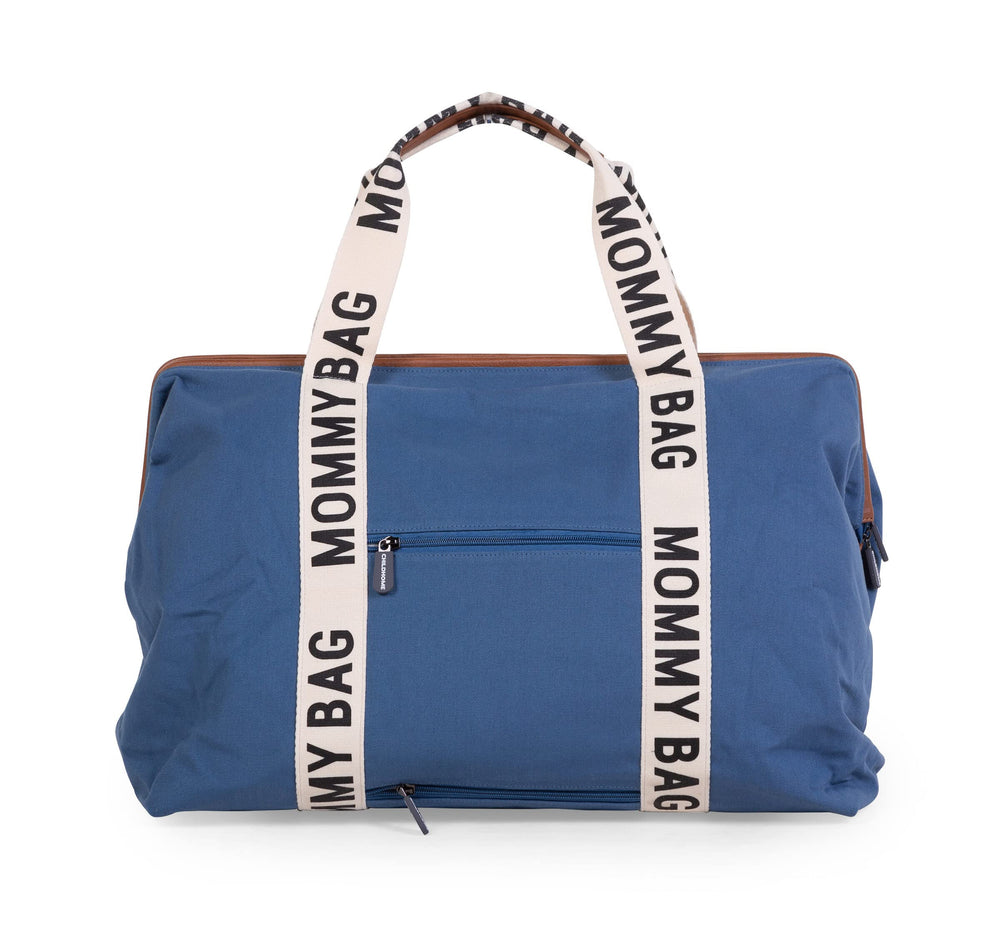 Childhome Signature Mommy Bag Indigo side pocket, easy access for wipes and small items.