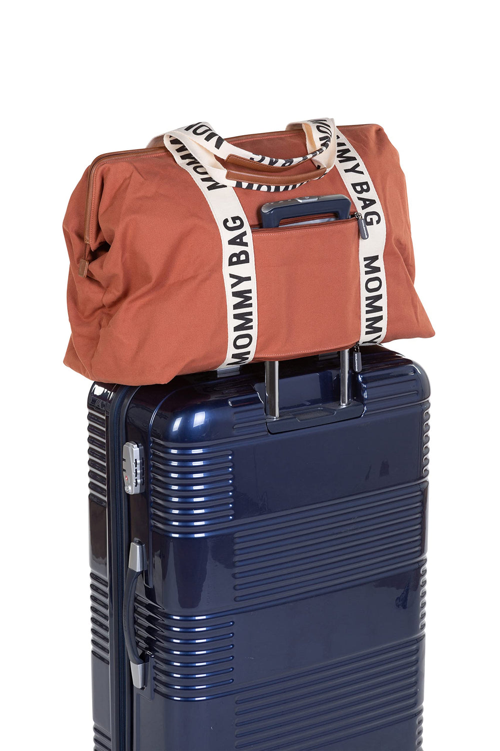 Childhome Signature Mommy Bag removable shoulder strap allows hands-free carrying.