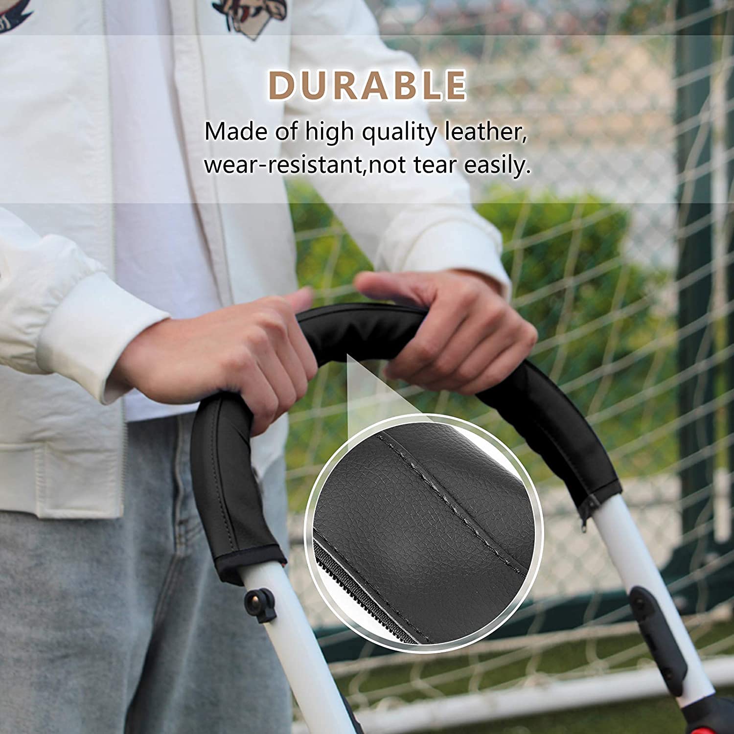 CHILDHOOD armrest-cover-installation-easy shows quick on-off fit for effortless stroller upgrades.