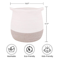 childishness ndup large cotton rope basket for laundry organization and quick access