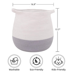 Childishness Ndup large cotton rope basket side view highlights reinforced handles for heavy loads