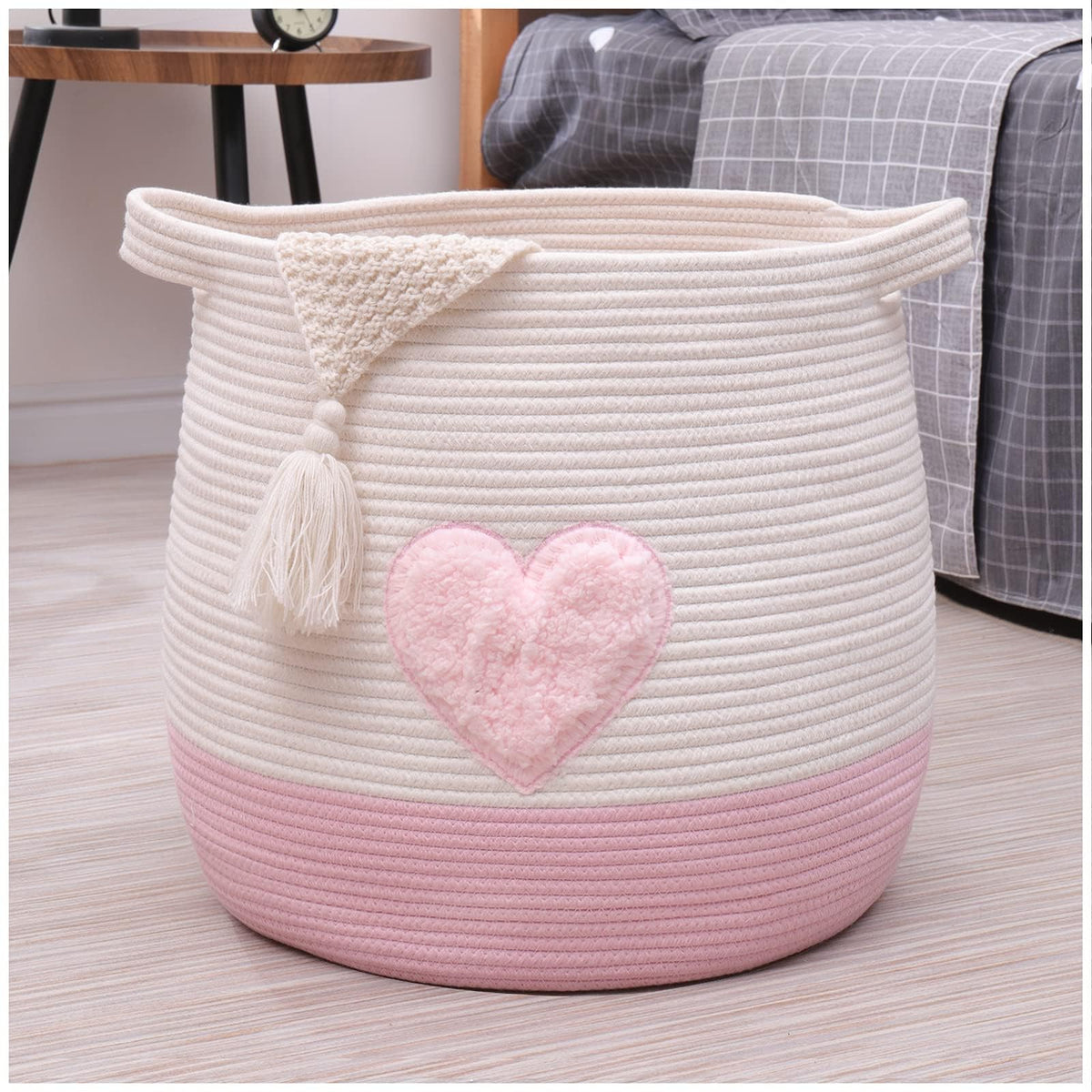 Childishness Ndup large cotton rope basket for toy storage with soft eco-friendly fibers.