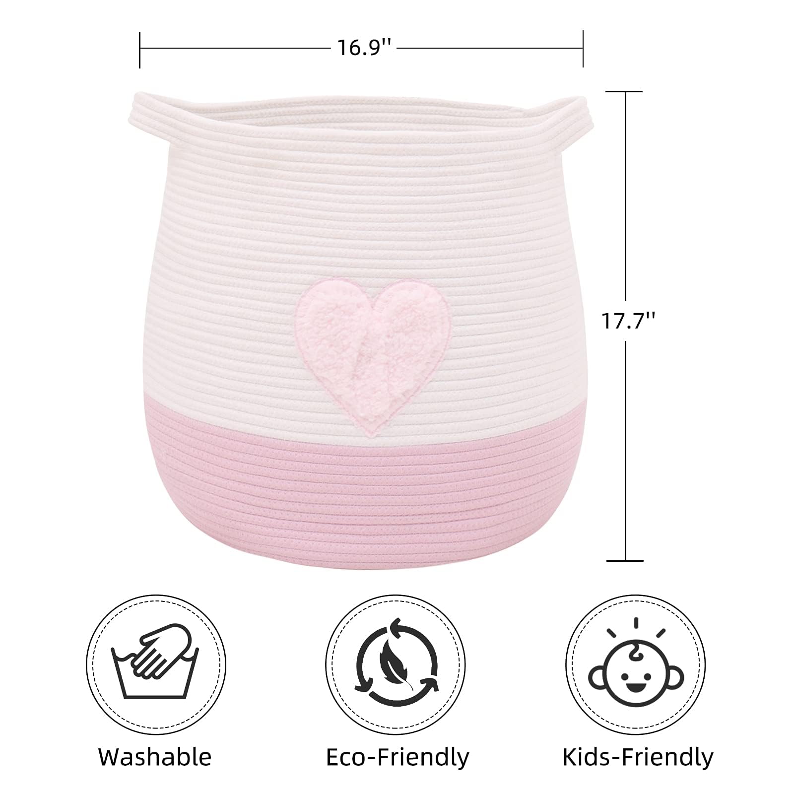 Childishness Ndup round hamper with reinforced handles for easy, durable laundry transport.