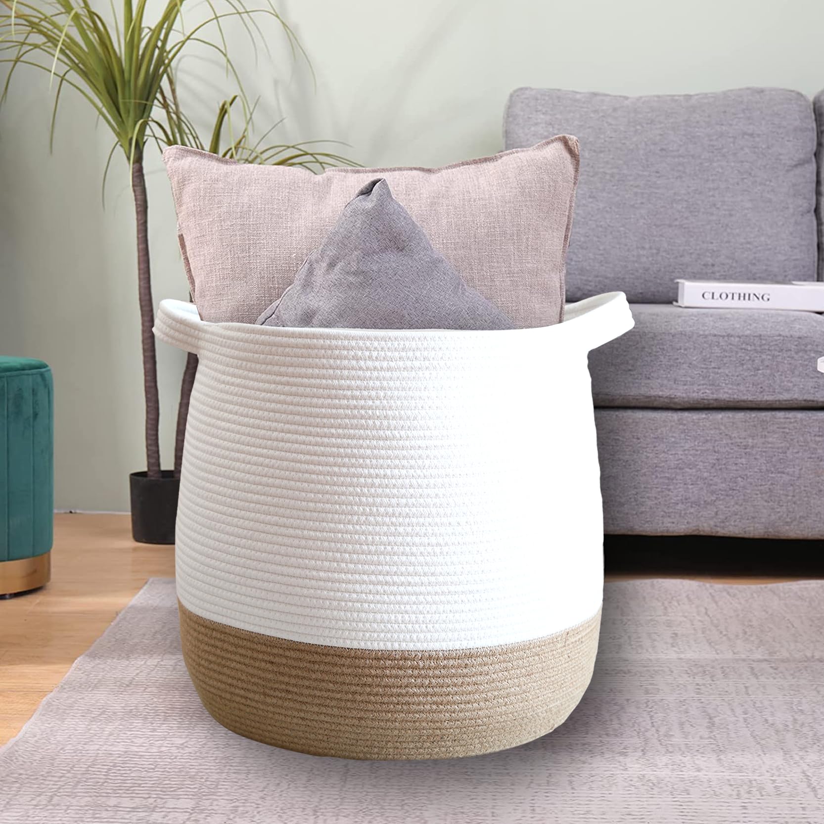 Childishness Ndup woven laundry hamper basket blends style with practical clothing storage.