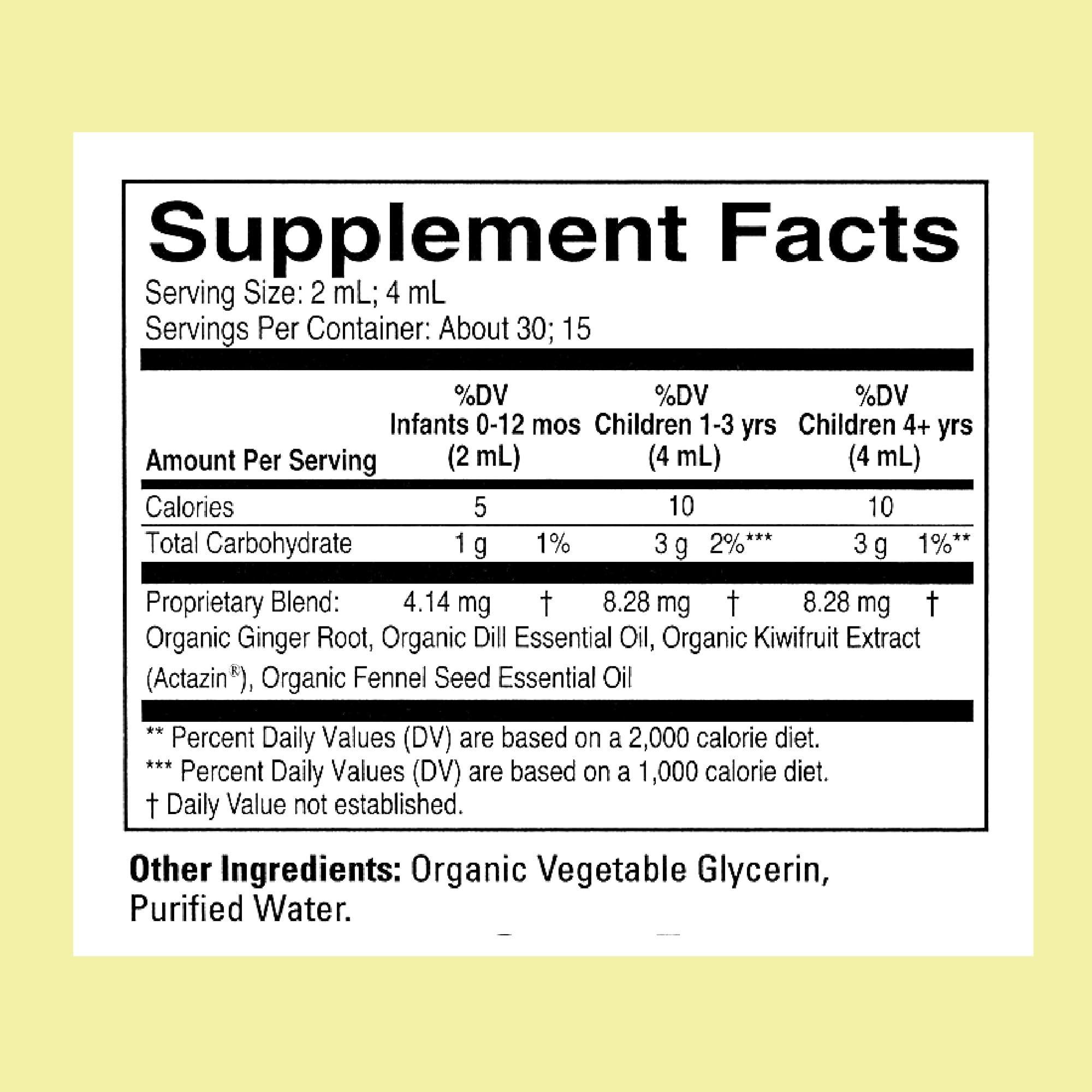 ChildLife Essentials Organic Gripe Water with ginger and fennel for digestion support.