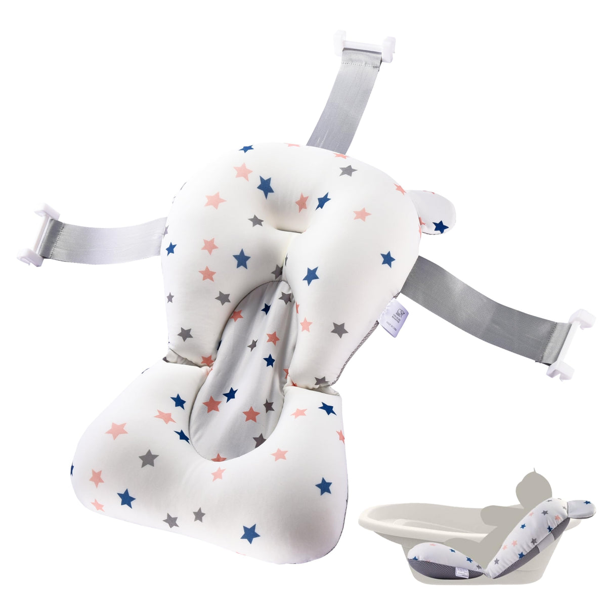 CHILDLIKE BEHAVIOR baby bath seat cushion overview provides secure support during gentle bathtime.