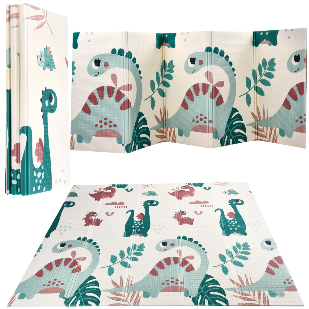 CHILDLIKE BEHAVIOR Baby Play Mat folded for travel, showcasing its portable foldable design.