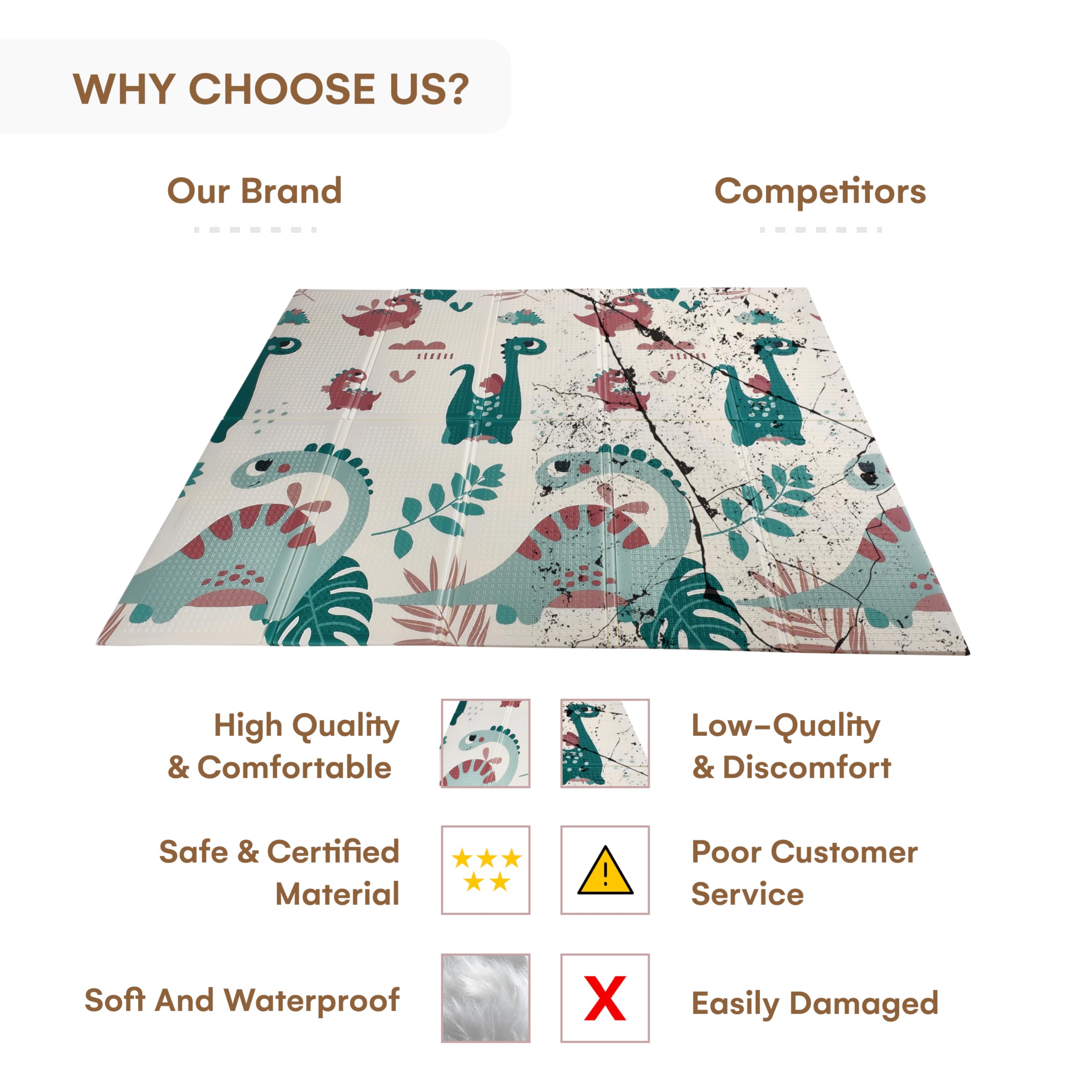 CHILDLIKE BEHAVIOR Baby Play Mat is foldable and portable for indoor or outdoor use.