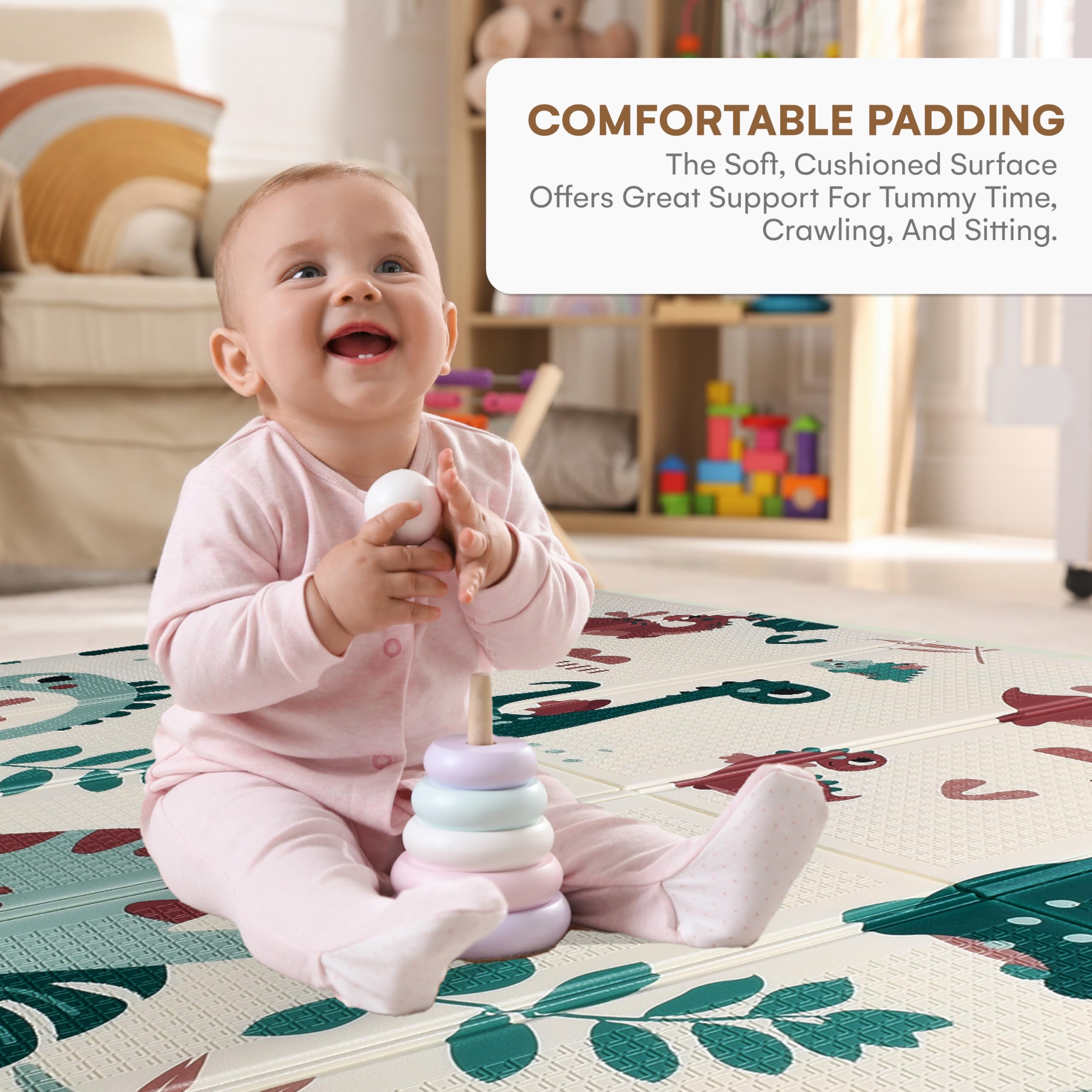 CHILDLIKE BEHAVIOR Baby Play Mat waterproof surface enables quick wipe-clean maintenance.
