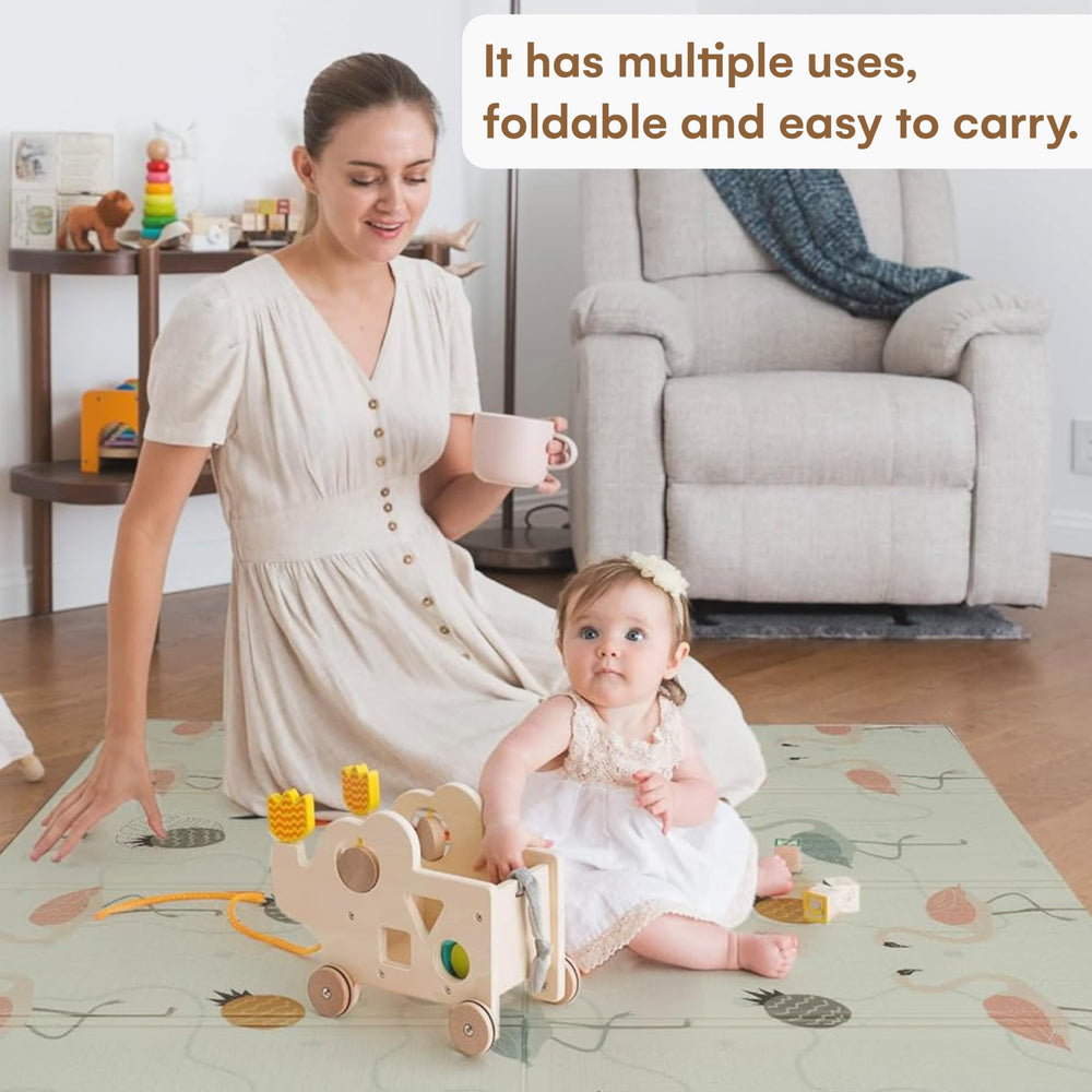 Childlike Behavior flamingo motif on waterproof surface for quick cleanups