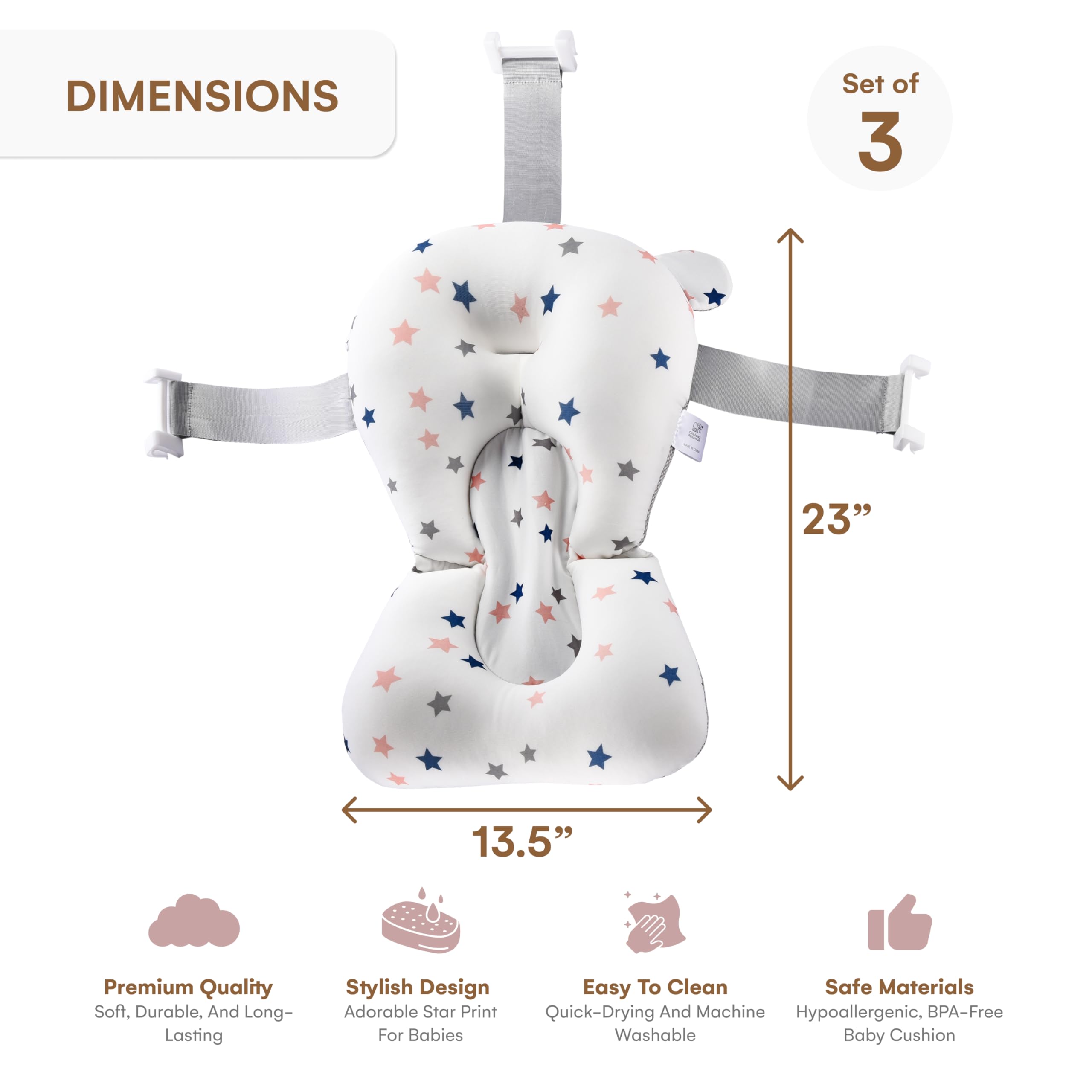 CHILDLIKE BEHAVIOR baby sink bath cushion side view shows cozy, snug cradle.