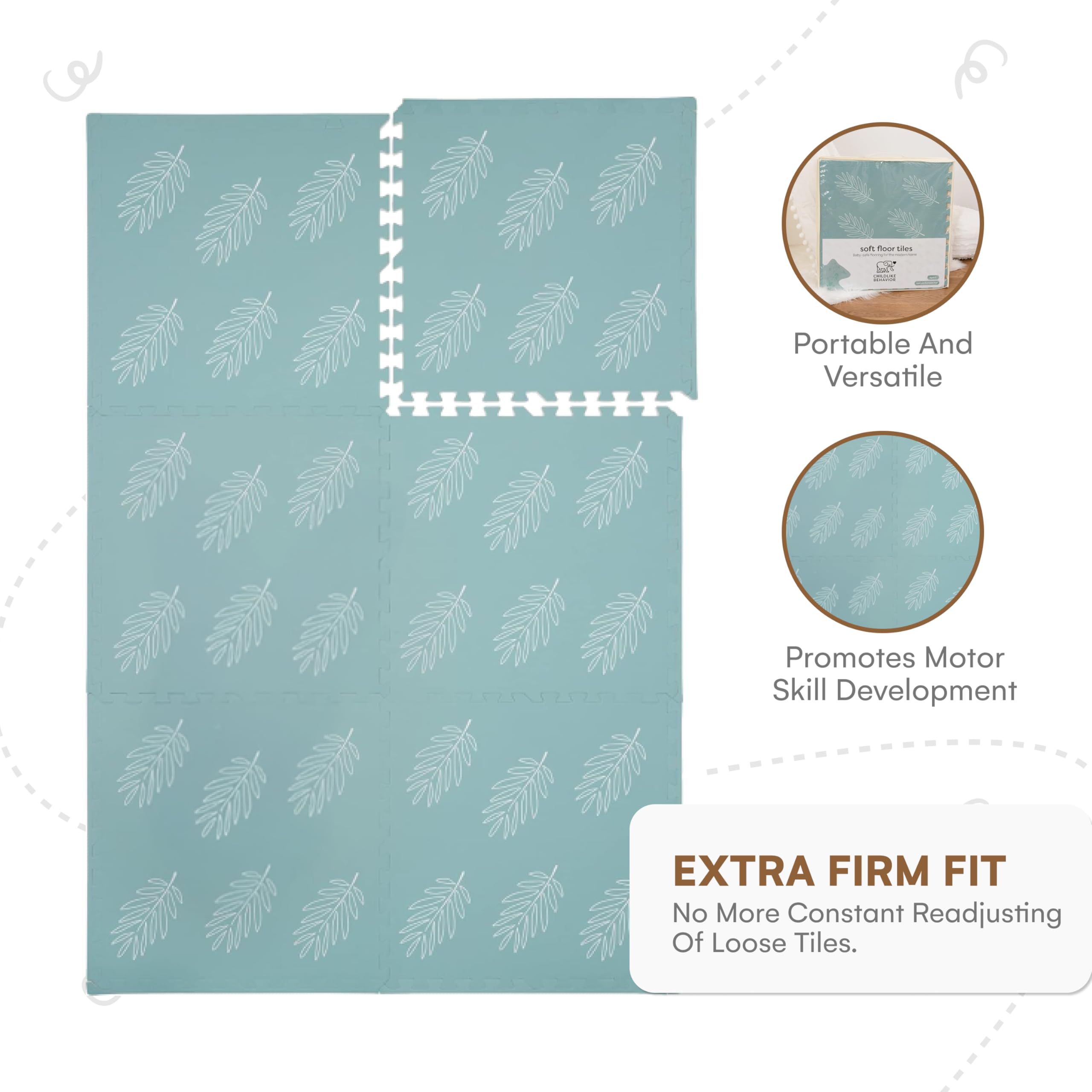 Childlike Behavior leaves nursery decor mat blends with modern spaces for calm play.