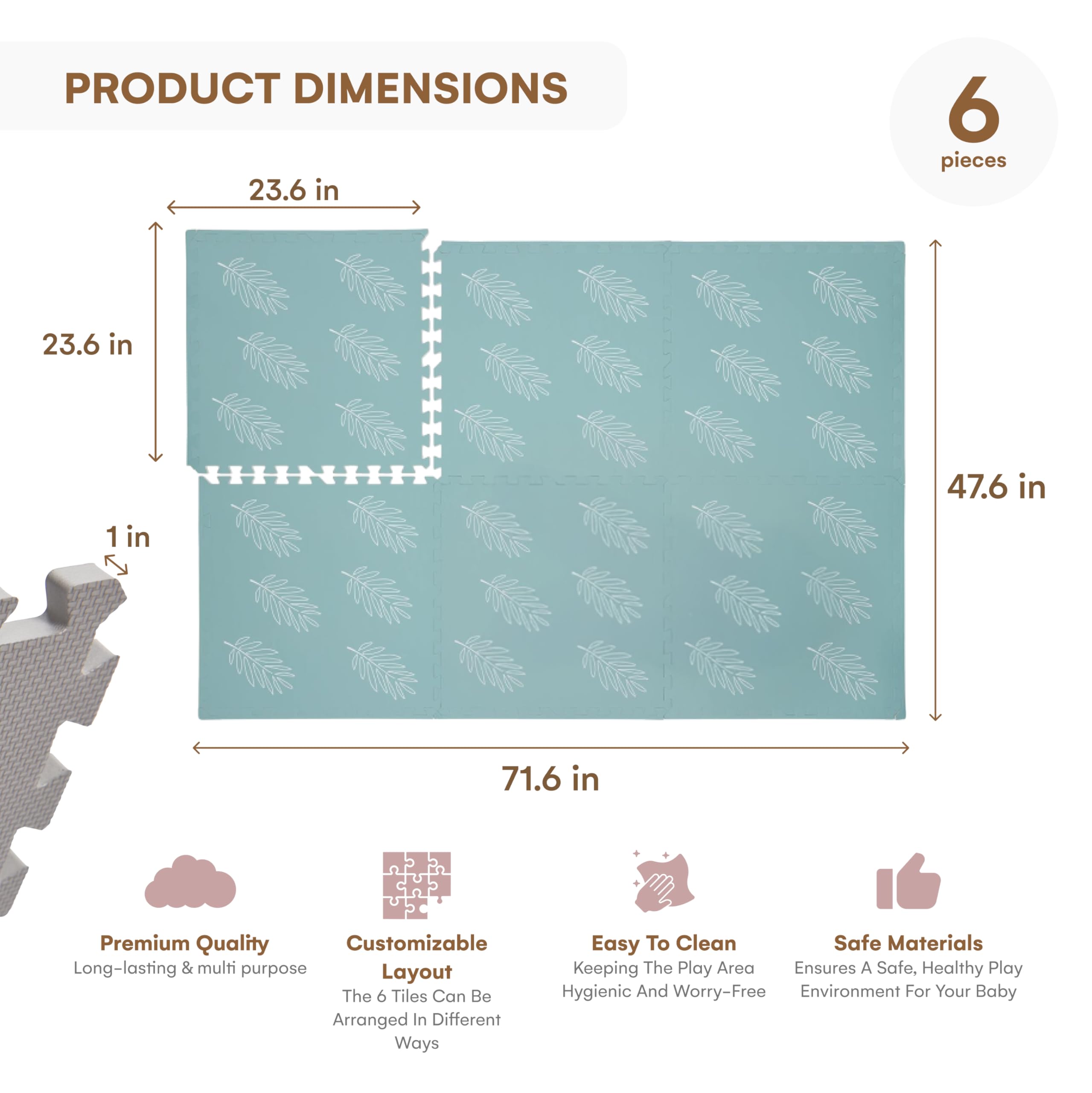 Childlike Behavior leaves 72x48 inch mat creates a large, versatile play area for infants and toddlers.