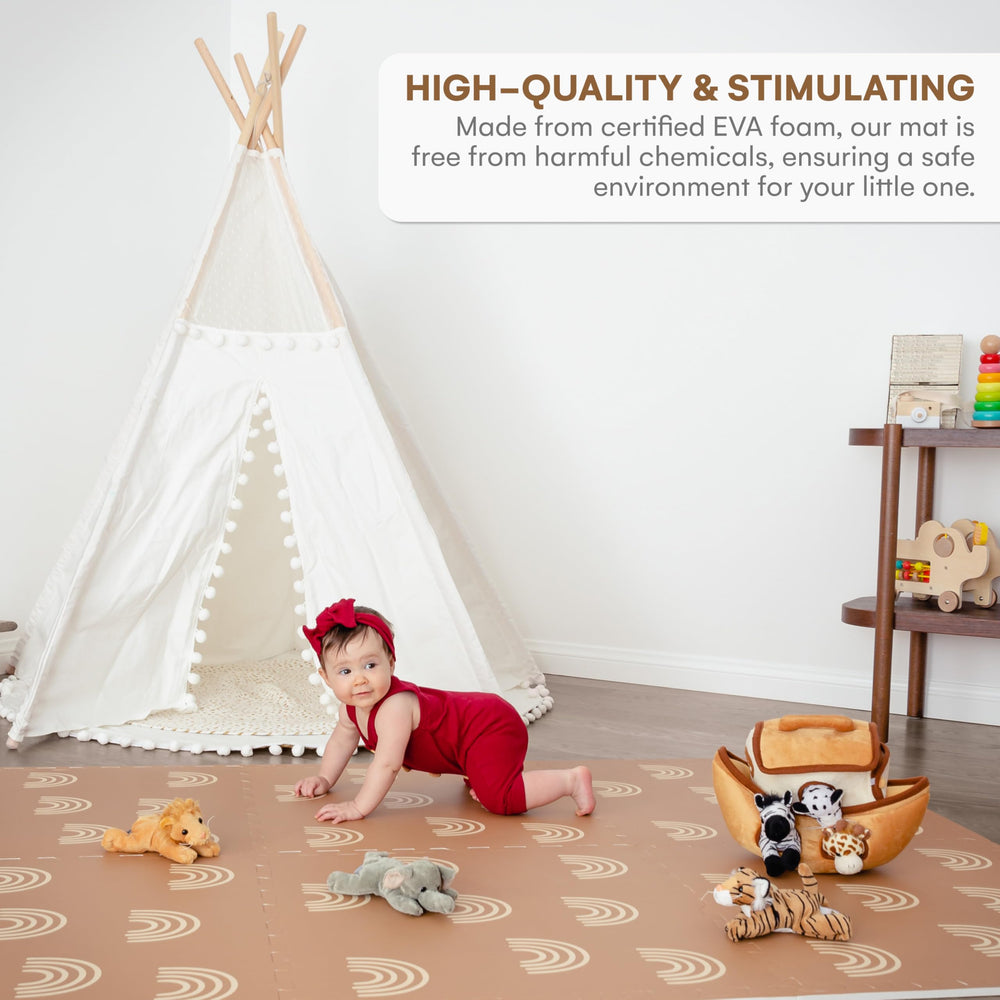 Childlike Behavior waterproof mat ready to wipe clean after spills during playtime.