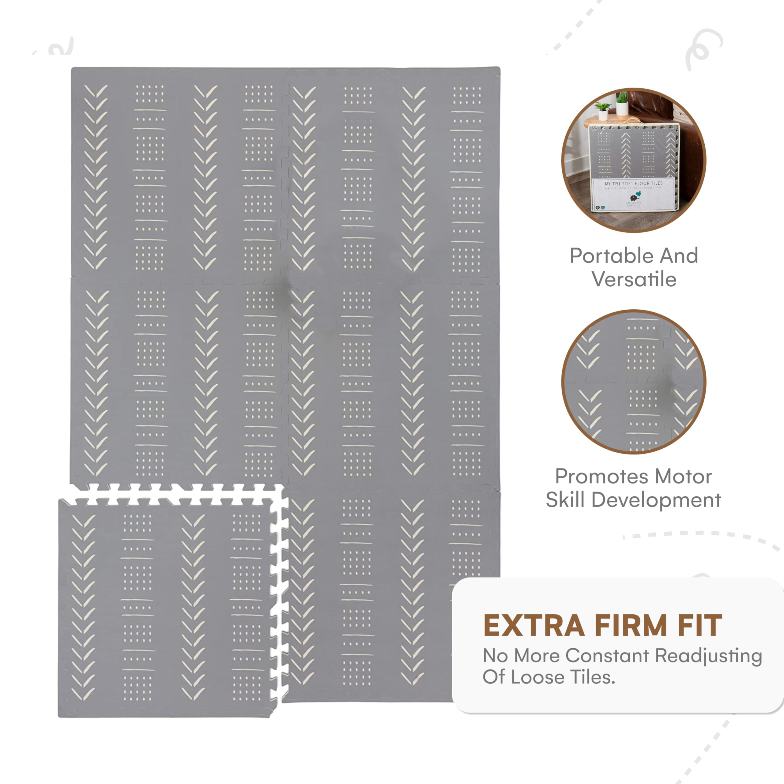 Childlike Behavior waterproof surface gray makes spills easy to wipe.