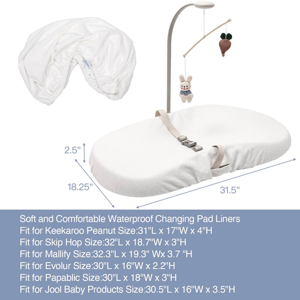 ChildLike machine-washable changing pad cover for quick cleanup.