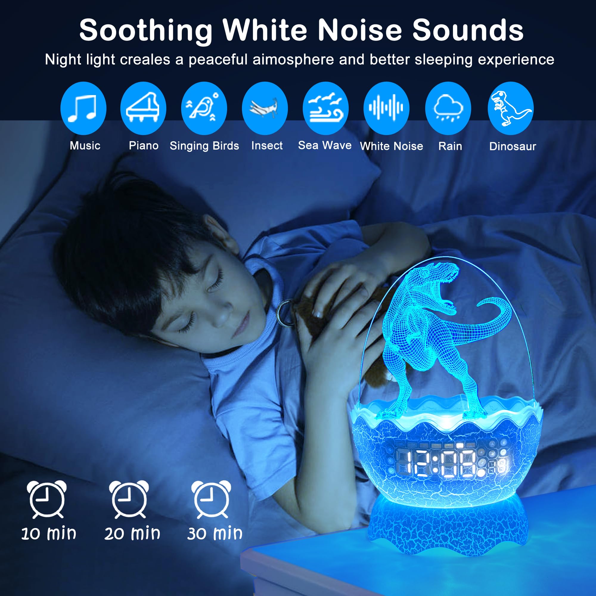 Childrenlive dinosaur egg Bluetooth speaker delivering music with reactive lights.