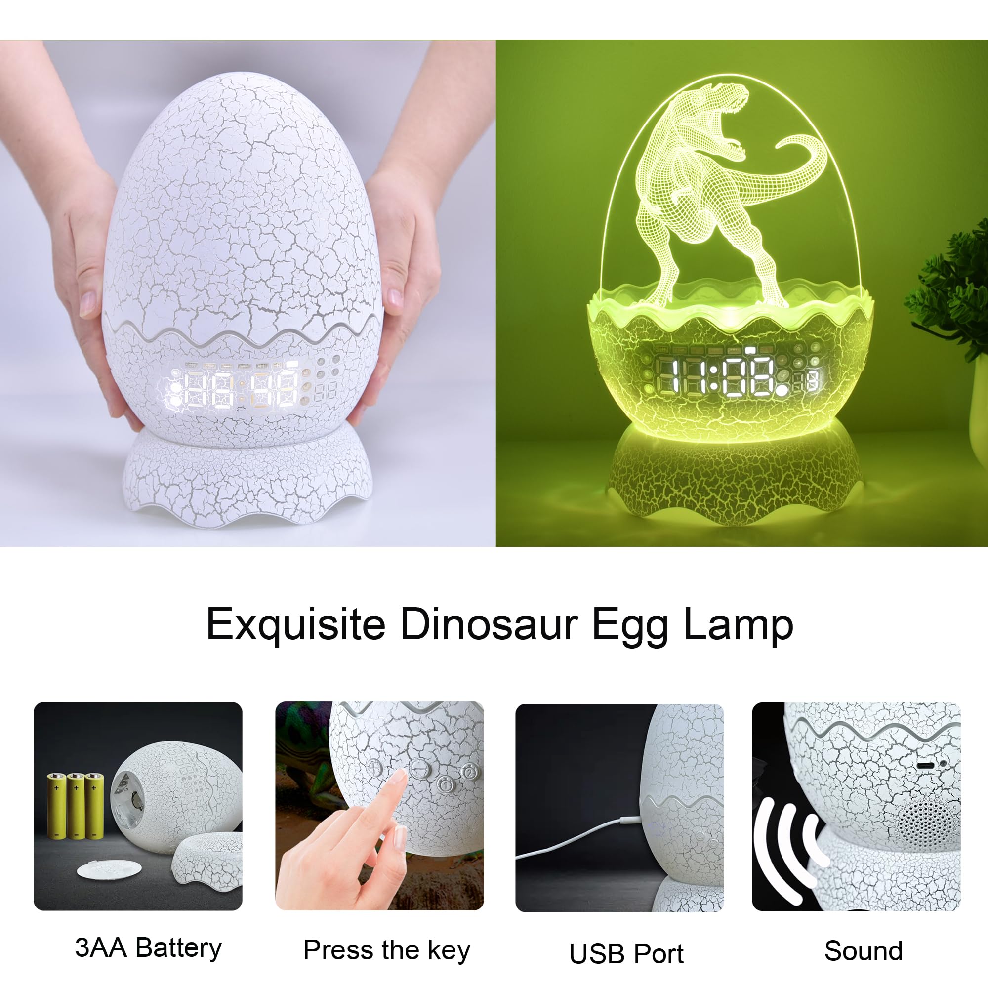 Childrenlive dinosaur egg timer function for simple wake-up planning.