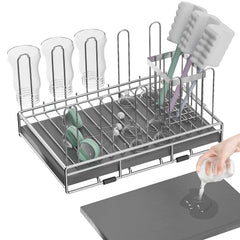 Chilinii bottle drying rack front view highlights sturdy stainless steel construction for durable use.