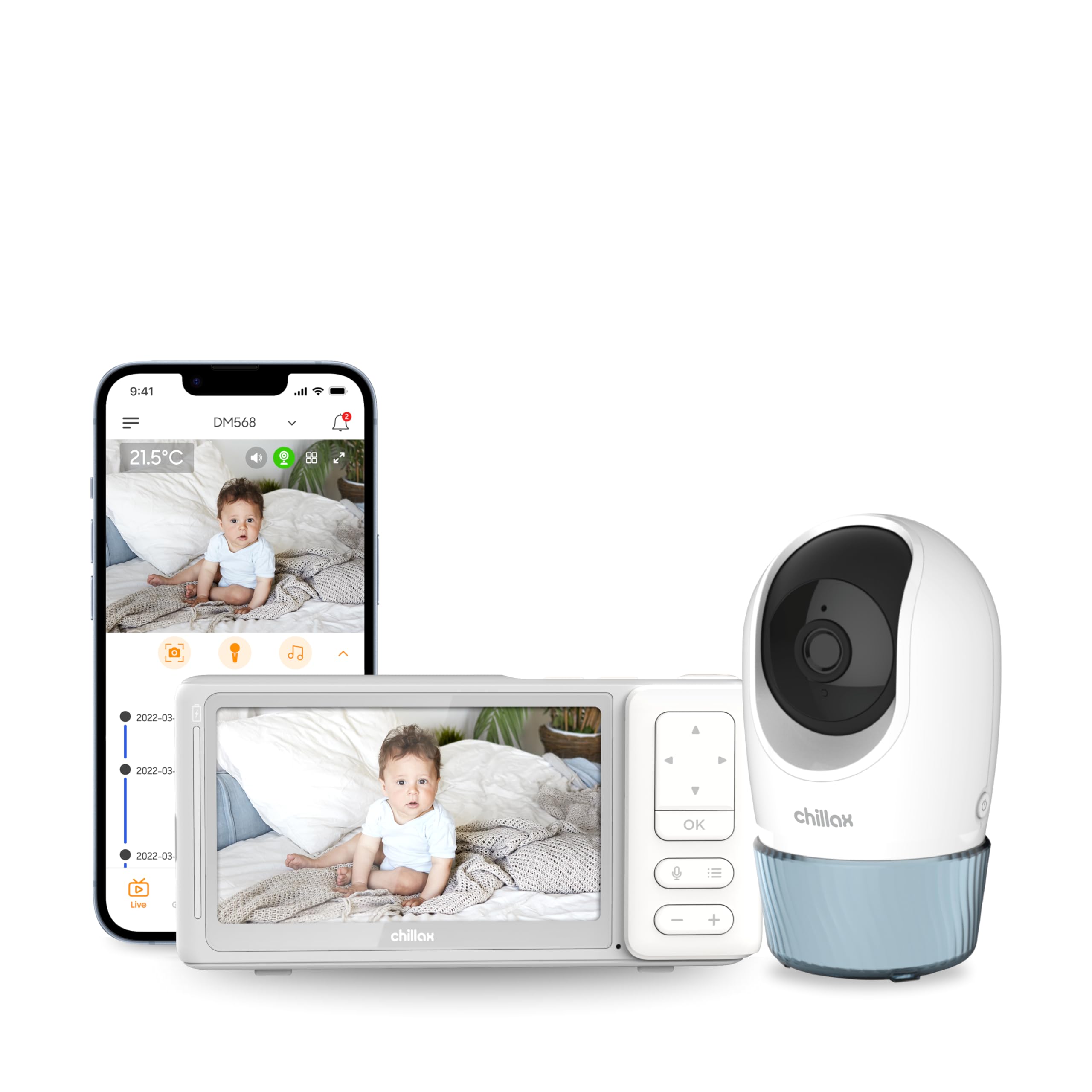 CHILLAX DM568 crystal 2K QHD video for clear baby monitoring day and night