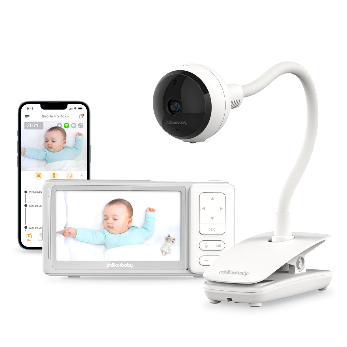 CHILLAX Giraffe Pro Max 1080p camera view for crisp baby monitoring