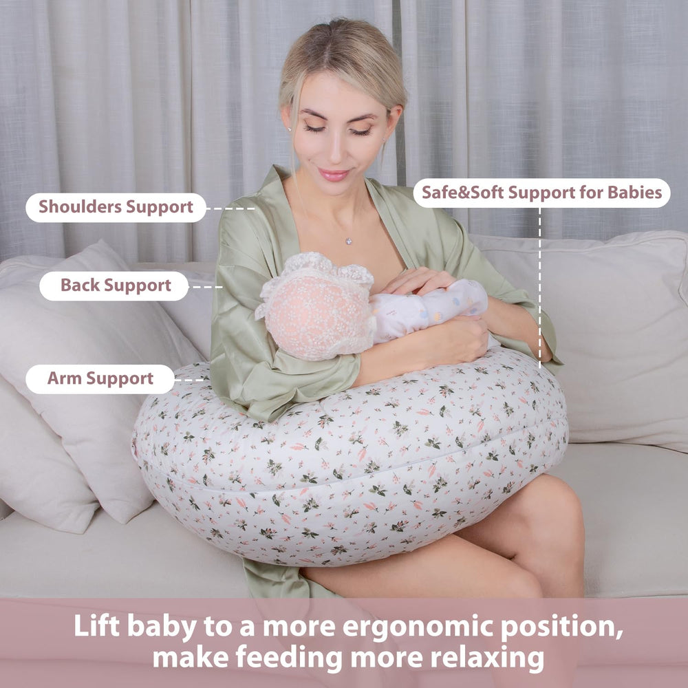 Chilling Home nursing pillow adjustable waist-strap keeps pillow in place during feeding
