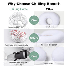 Chilling Home Nursing Pillow three-sided-safety-fence prevents rolling during feeds.