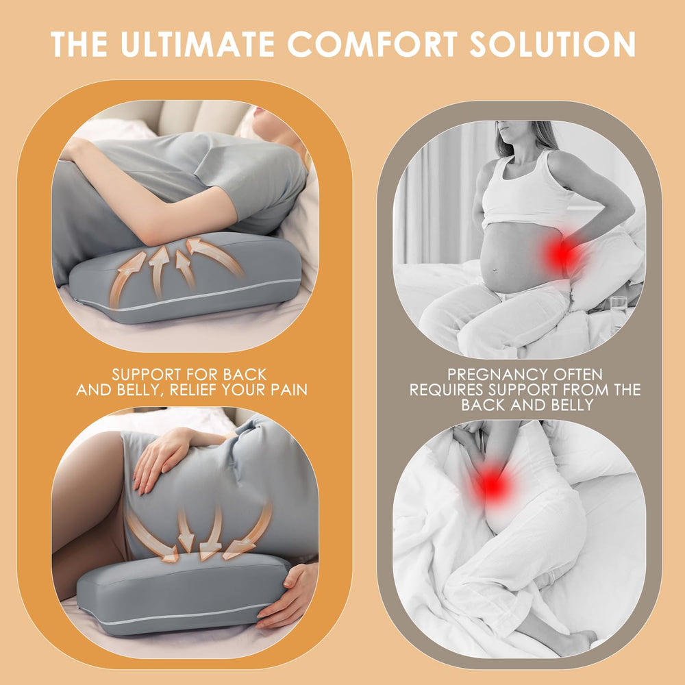 Chilling Home pregnancy pillow back curve illustrates versatile body support.