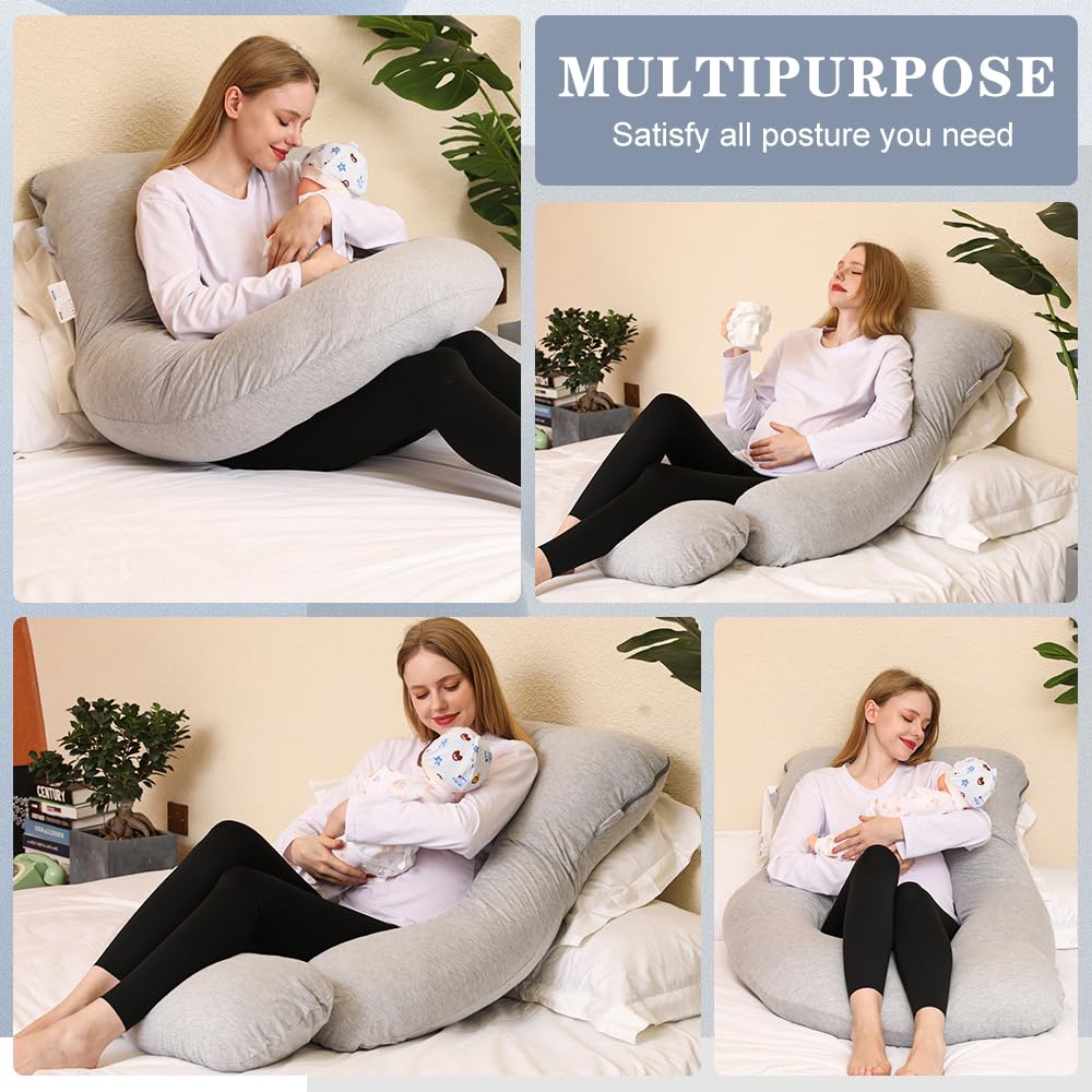 Chilling Home pregnancy pillow breathable cover texture highlights cooling comfort during use.