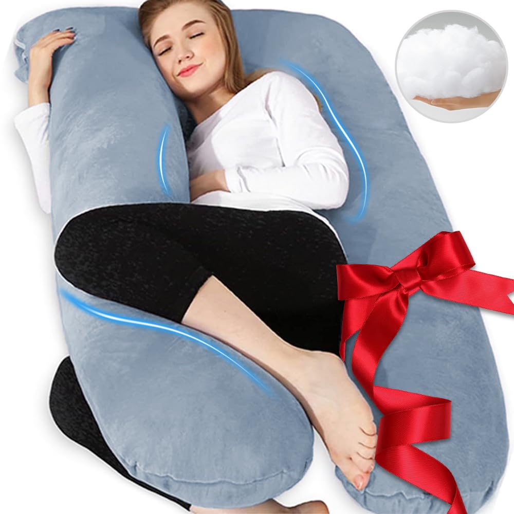 Chilling Home U-shaped pregnancy pillow with head support improves spine alignment for better sleep.
