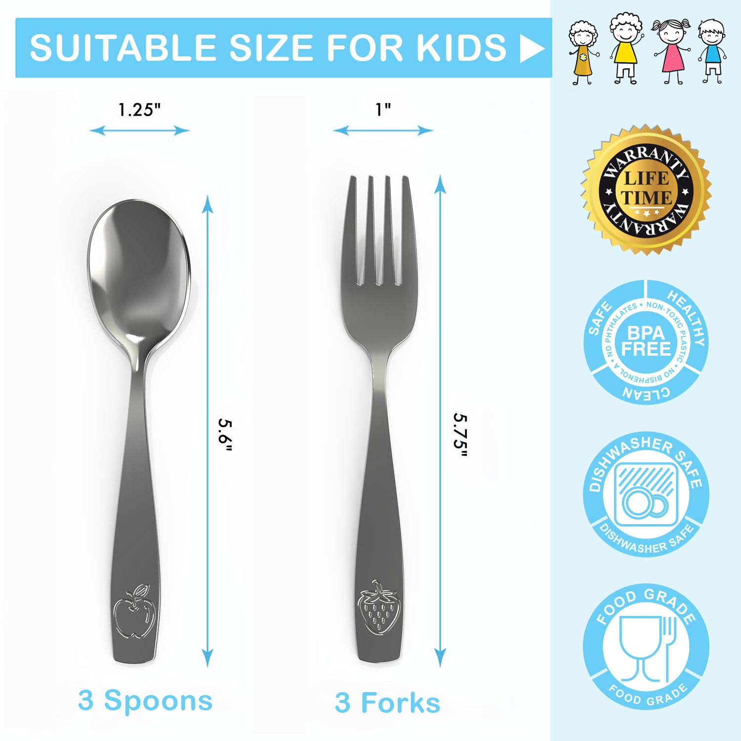 CHILLOUT LIFE kids spoons with ergonomic handles for comfortable grip.