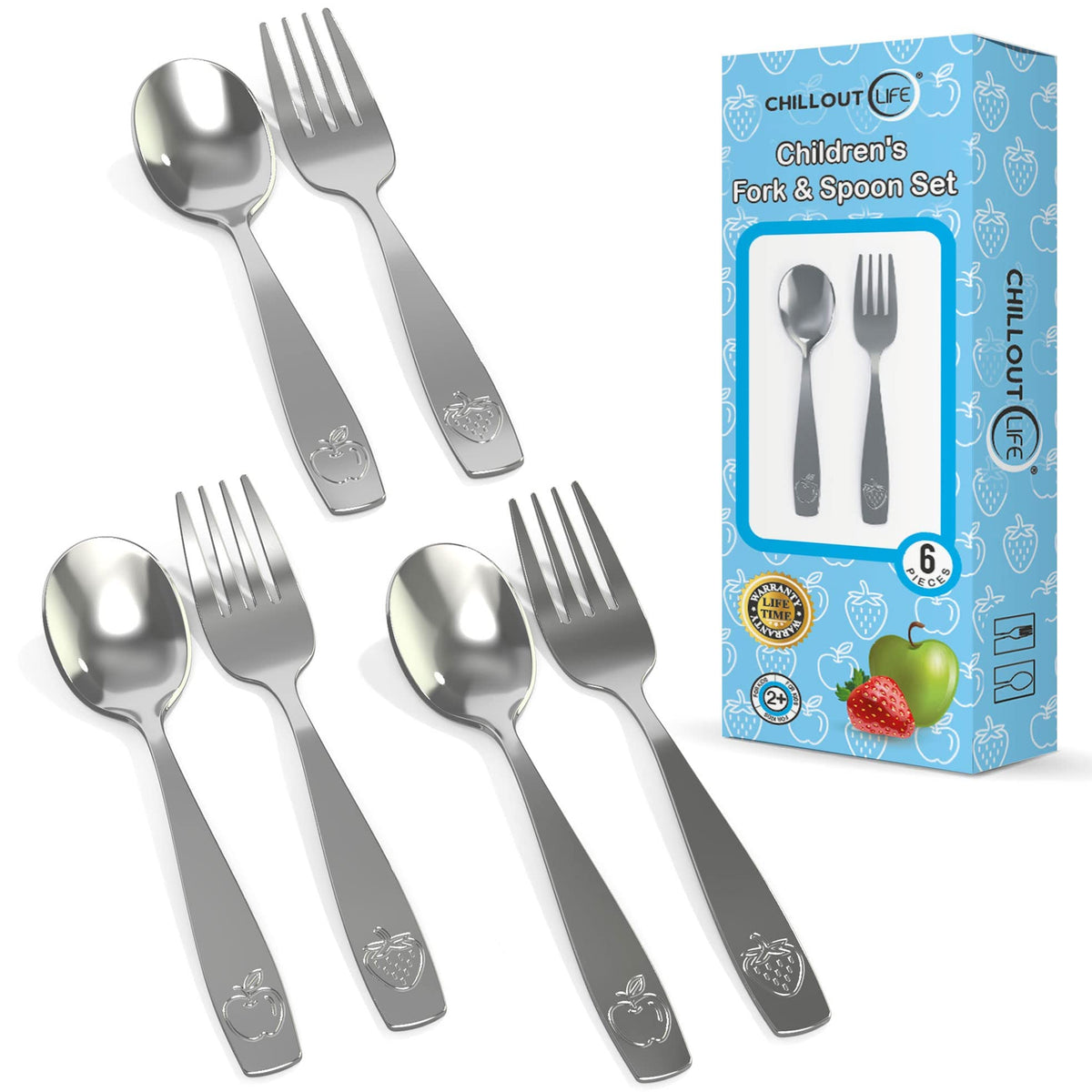 CHILLOUT LIFE 6-piece kids silverware set displayed together for easy daily meals.