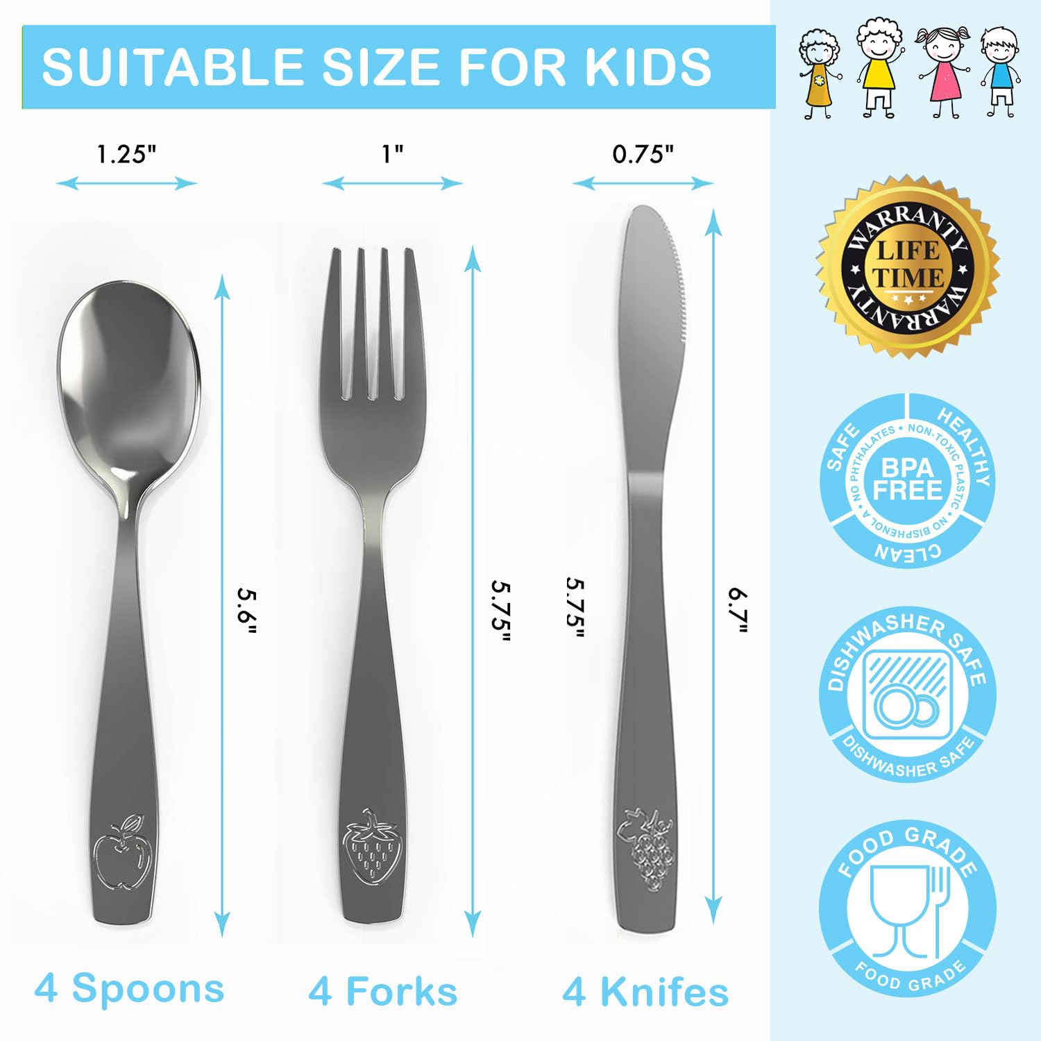 CHILLOUT LIFE kids silverware shows ergonomic handles for little hands