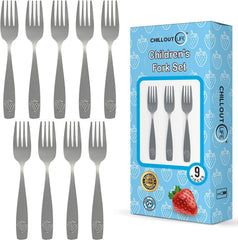 CHILLOUT LIFE 9 piece kids forks set packaging, ideal for gifting and home use