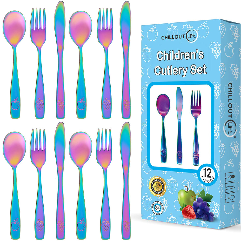 Chilout Life UV Rainbow kids silverware set in box for gifting and storage.