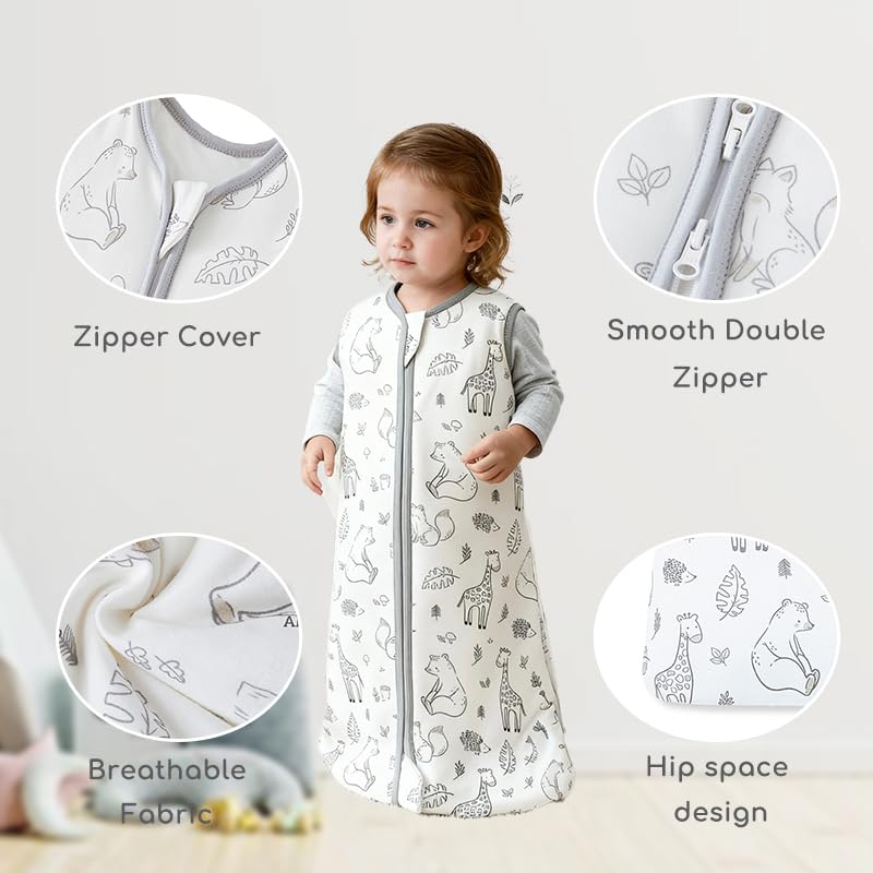 Chilsuessy sleep sack four sizes guide showing height-based sizing.