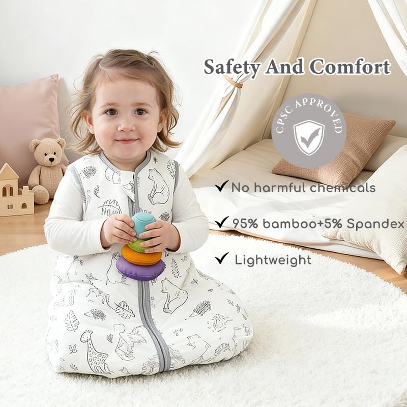 Chilsuessy giraffe bear print on sleep sack appealing bedtime design.