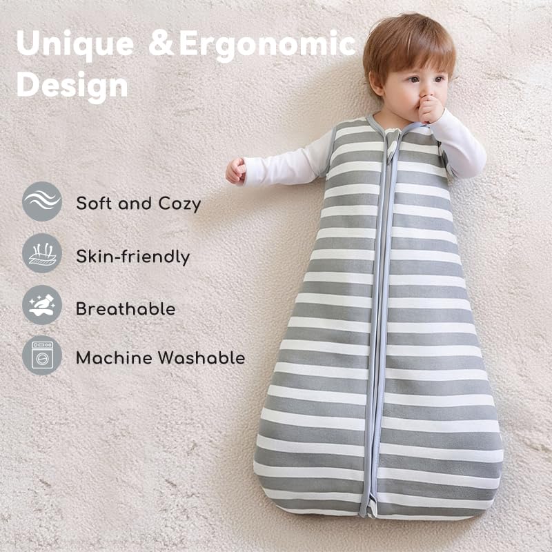 Chilsuessy sleep sack on toddler highlighting 2-way zipper for easy changes