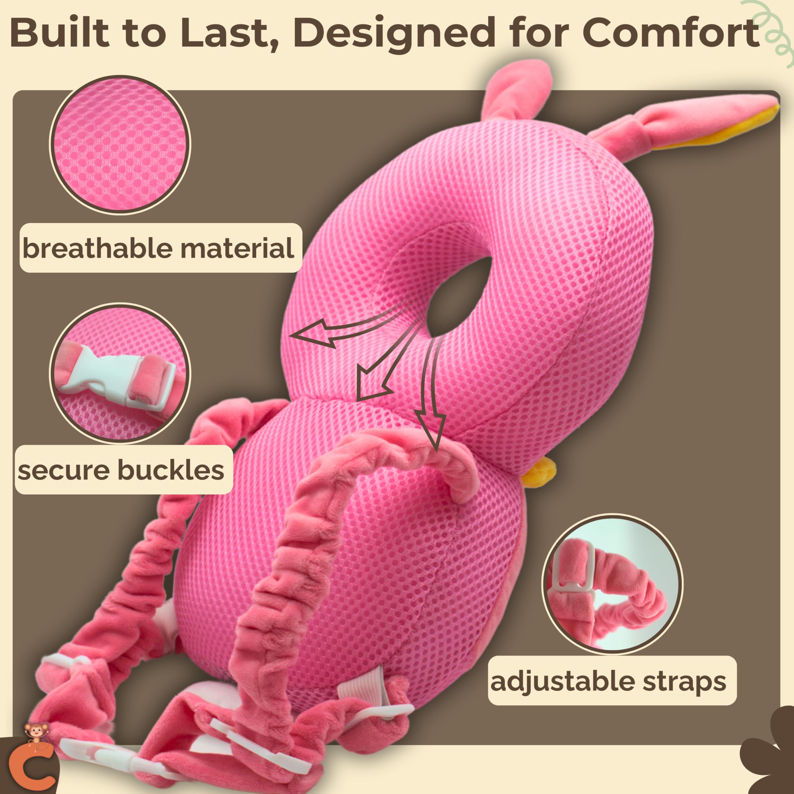 Chimpish Rabbit head protection ergonomic design supports comfortable all-day wear.