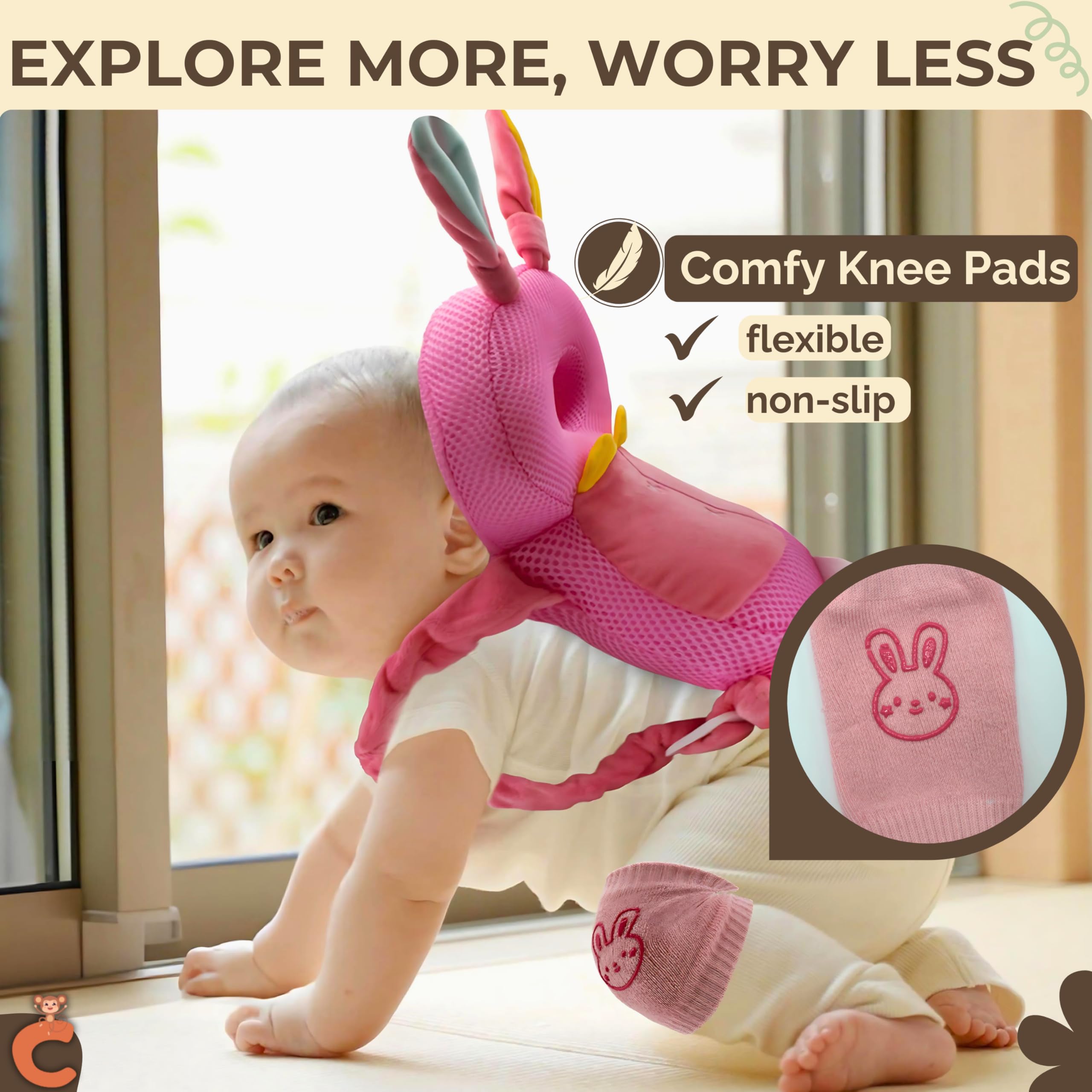 Chimpish Rabbit head protection during toddler play highlights playful yet practical safety.